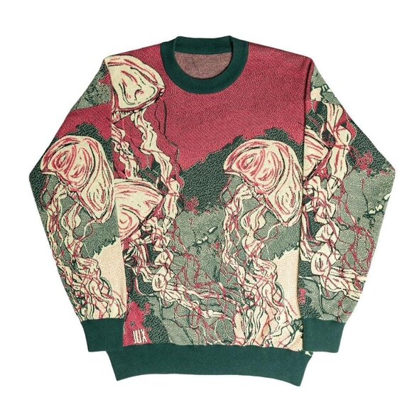 Jellyfish Unisex Jacquard Crewneck Knitted Sweater Relaxed Fit - Picture 3 of 8